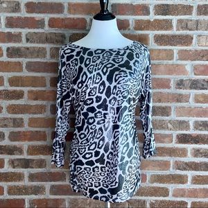 I•N•C International Concepts Long Sleeve Animal Print Blouse- Large